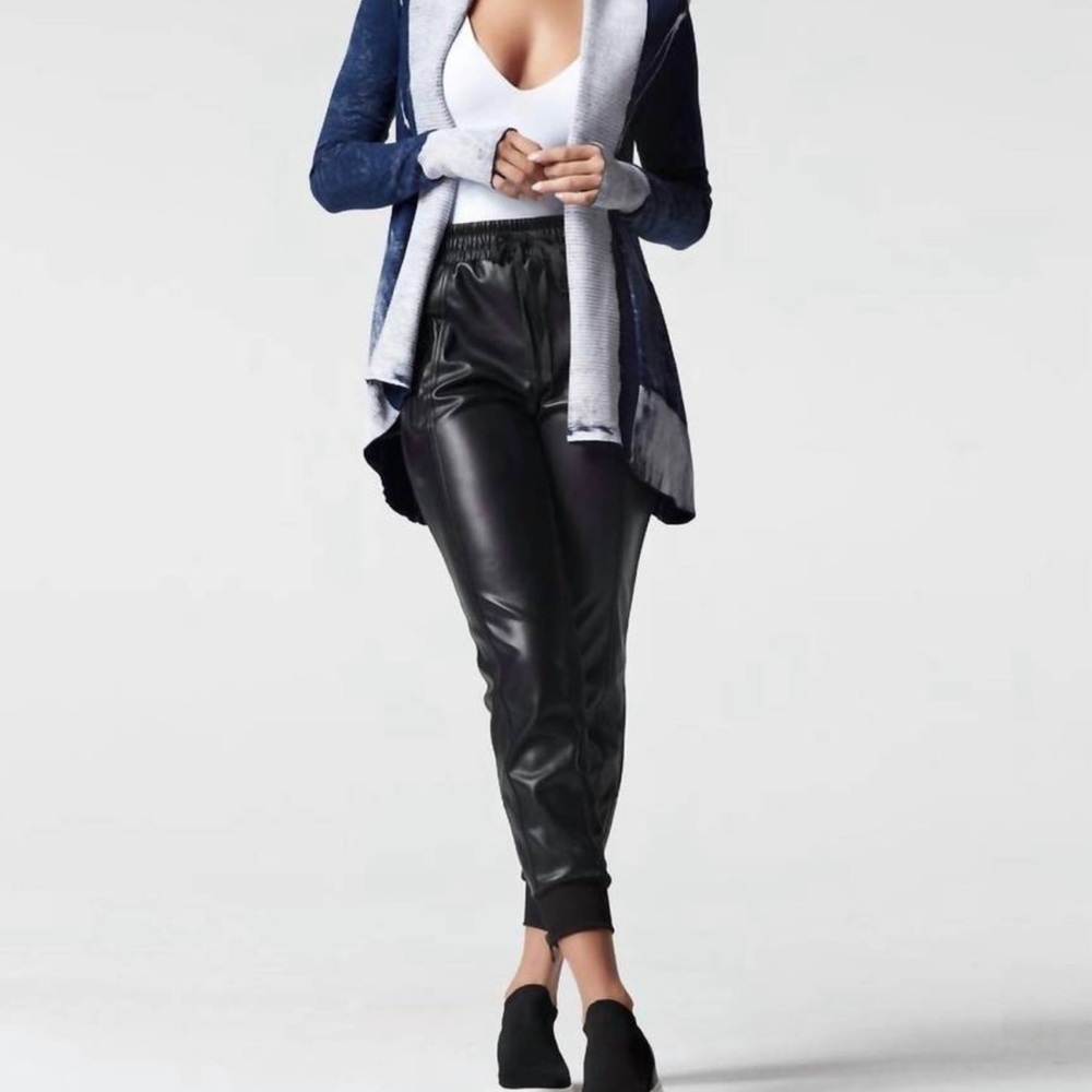 BLANC NOIR huntress  drape front cardigan in dress blues size small - Picture 3 of 8